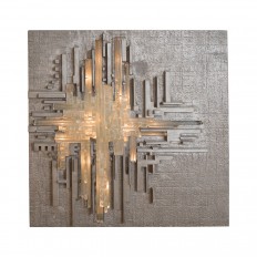 Rare metal and glass illuminated wall sculpture 