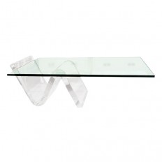 Rectangular coffee table with undulating lucite base