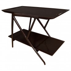 Lacquered wood two tier bar cart