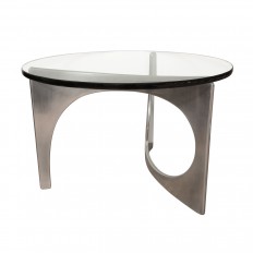 Circular stainless steel side table