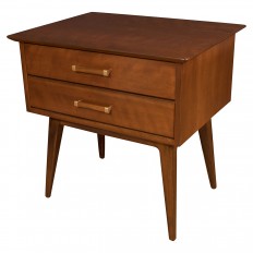 Pair of two drawer wood side tables