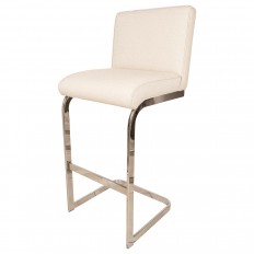 Angular nickel upholstered bar stool