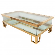Rectangular brass and glass coffee table