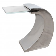 Curved polished nickel side table