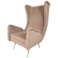 Pair of tall wing back upholstered armchairs