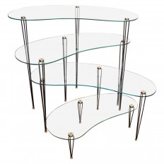 Quartet of glass kidney shaped tables