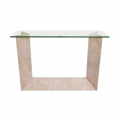Sculptural travertine console 
