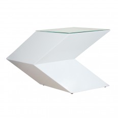 Angular cantilevered white lacquered wood console