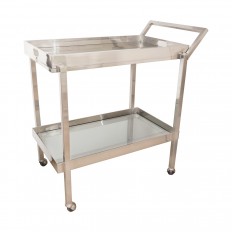 Rectangular nickel and glass bar cart