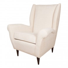 Pair of upholstered wingback armchairs 