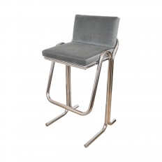 Pair of tubular chrome plated steel bar stools