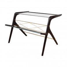 Ebonized wood and glass magazine rack/ side table