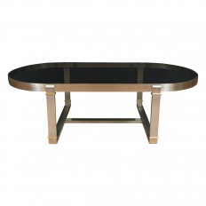 Steel and brass racetrack form coffee table 
