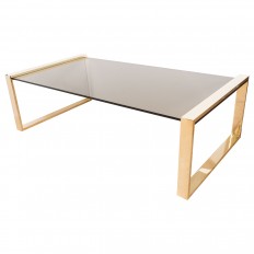 Rectangular coffee table with brass supports