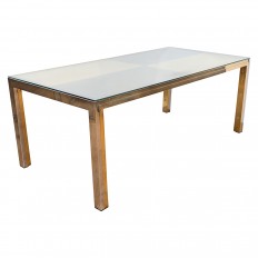 Rectangular nickel and brass coffee table