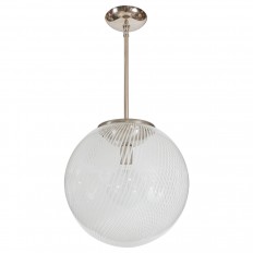 Nickel pendant fixture with spherical lattimo shade