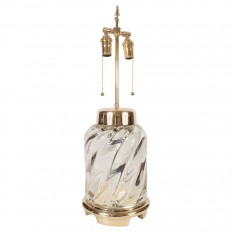 Single brass table lamp with clear fluted glass design