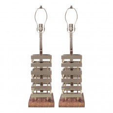 Pair of nickel banded lamps