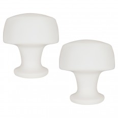 Pair of mushroom form frosted glass lamps