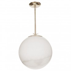 Nickel pendant fixture with frosted glass shade