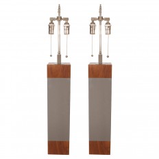Pair of wood table lamps 