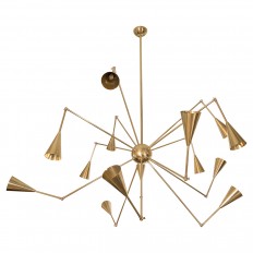 Adjustable arm brass chandelier 