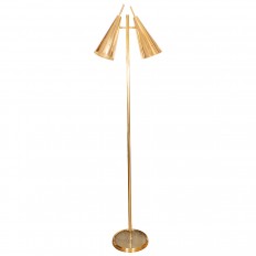 Brass floor lamp with glass base