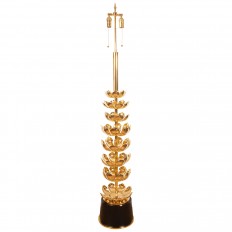 Single brass lotus form floor lamp 