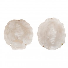 Pair of lattimo glass large shell form sconces