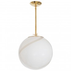 Brass pendant with opaque white shade