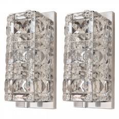 Pair of petite facet cut crystal sconces