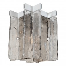 Petite intersecting smoky and white glass flush mount
