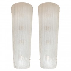 Pair of tall fluted glass sconces