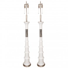 Pair of spindle form floor lamps