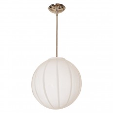 Nickel pendant fixture with spherical lattimo shade