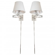 Pair of linear Lucite and nickel single arm sconces