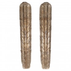 Pair of large scale smoked glass leaf form sconces