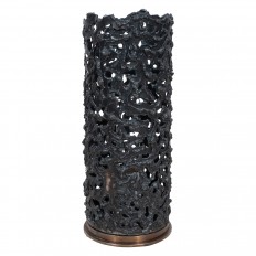 Single brutalist metal cylindrical table lamp