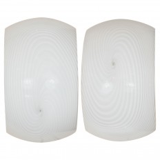 Pair of curvilinear lattimo glass sconces 