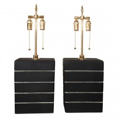 Pair of matte black Murano glass lamps