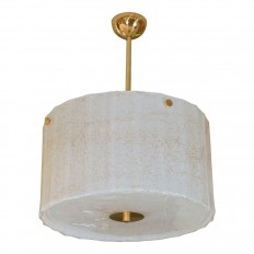 White and gold fleck Murano glass drum pendant