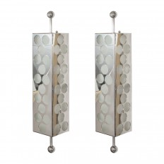 Pair of chrome glass dot motif sconces