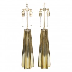 Pair of star form golden table lamps