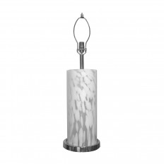 Single glass lamp featuring mottled frosted base with interior lights