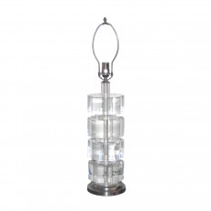 Single lucite and nickel four section columnar lamp