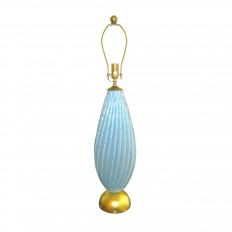 Single fluted aquamarine Murano glass lamp