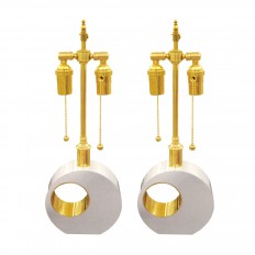 Pair of brushed stainless steel curvilinear lamps