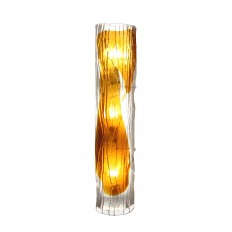 Demilune, textured glass sconce with amber design