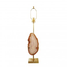 Single brass and amber cut agate lamp with brass base