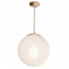 Spherical swirled lattimo glass pendant